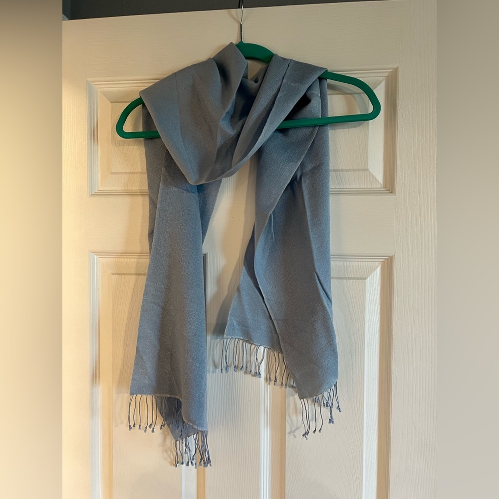 Soft gray/blue silk scarf.